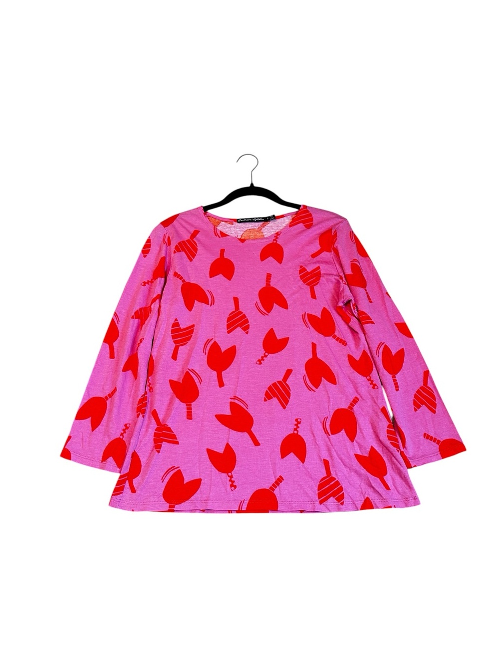 Gudrun Sjoden Organic Cotton Top Pink Mod Floral Art To Wear Casual Feminine